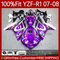 Corpo stampo ad iniezione per Yamaha YZF R 1 1000 cc YZF1000 Metal Purple YZF-R1 2007 2008 Moto Bodywork 91No.110 YZF R1 1000CC YZF-1000 2007-2008 YZFR1 07 08 OEM FIRING 100% FIT