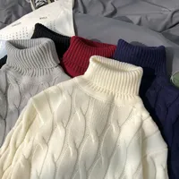 Мужские свитера 2021 осень зима мужская водолазка свитер высокого качества мода теплый удобный пуловер толстый Male1