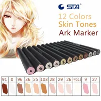 12 Colors STA Skin Tones Marker Pens Set Professional Character Sketch Markers For Painting Drawing Manga Design Art Supplies Y200709
