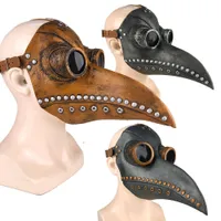 Drôle médiéval steampunk plague médecin masque d'oiseau latex punk cosplay masques bec adulte halloween événement cosplay accessoires