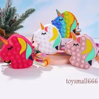 New Fidget Toys Sensory Bubble Unicorn Shoulder Bag Cellphone Straps Finger Push Phone Pouch Case Coin Purse Decompression Toys for Girls Kids sxm10