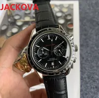 Uomo di alta qualità Genuine cuoio orologio 44mm Full Function Stopwatch Fashion Casual Clock Grande uomo impermeabile zaffiro luminoso zaffiro quarzo orologi da polso Montre de luxe
