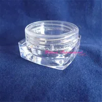 100pcs / lot 3g vuoto Vaso quadrato chiaro piccolo campione di plastica 3ml di trucco Crema Viso Container Loose Powder