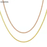 Chains VOJEFEN 18K Gold Necklace-Yellow ,White Or Rose AU750 Real Chain Link Necklace Fine Jewelry1
