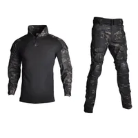 Avcılık Setleri Açık Paintball Giyim Seti Çekim Üniforma Taktik Savaş Kamuflaj Suits Gömlek + Pantolon Dirsek Diz Pedleri1