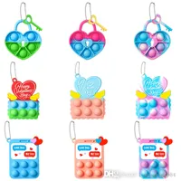 2022 POP Valentijnsdag Sieraden Fidget Sleutelhanger Speelgoed Mini Siliconen Sensorische Bubbels Hanger Sleutels Lock Hearts Decompression Toys