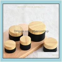 Packaging Bottles Packaging, Printing & Office School Business Industrial Black Frosted Glass Jars Cosmetic With Woodgrain Plastic Lids Pp L