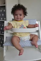 NPK 50cm 융통성있는 베베 인형 리본 아기 소녀 Maddie Black Skin African American Baby Handrooted Hair 병과 젖꼭지 220315157N