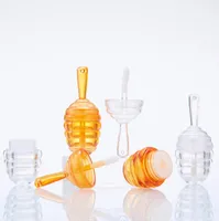 Clear Amber Honecomb Shaped Lip Gloss Tubes with Wand Empty Honey Lipgloss Containers Funny Lip Balm Bottle Dispenser with Rubber for DIY SN