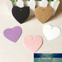 50 adet Kağıt Kalp Şekli Aşk Hediye Dekorasyon Kart 5 Renk Boş Kraft Ambalaj Ambalaj Kutuları / Kozmetik için Etiket Etiketleri Asmak