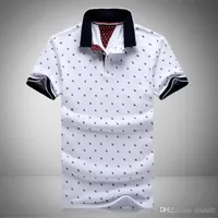 Mens Polos Printed Shirt 100% Baumwolle Kurzarm Camisas Turndown Collar Male Hemden