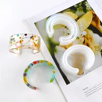 Andere ly bijgewerkt clear siliconen ei-vormige armband schimmel voor epoxy hars Echte bloem diy open ontwerp armband mallen