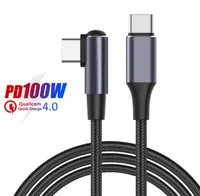 100W / 60W PD Phone Cables Snabbladdning 90 graders armbågskabel USB Typ C till USBC Fast Laddare för Samsung S20