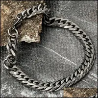 Charm Bracelets Jewelry Men Bracelet Stainless Steel Vintage Byzantine Curb Cuban Link Chain Punk Christmas Gift Wholesale Accessoires Drop