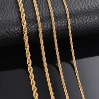 1 Stück Gold Farbe Breite 2mm / 2,5mm / 3mm / 4mm / 5mm / 6mm Seil Kette Halskette / Armband für Männer Frauen Edelstahlkette Halskette