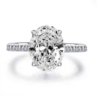 925 스털링 실버 결혼 반지 손가락 럭셔리 타원형 컷 3CT 여성을위한 시뮬레이션 된 다이아몬드 링 앤젤