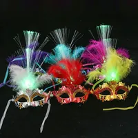 LED Halloween Party Flash Glowing Feather Mask Mardi Gras Masquerade Cosplay Venetian Masks Halloween Costumes Gift562L276S