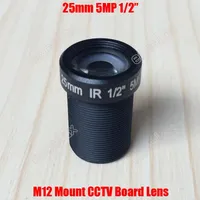 5MP 1/2 "25 mm M12 F2.4 Tablero de CCTV sensible al IR Monte MTV para 960p 1080p 2MP 3MP 4MP 5 Megapixel analógico IP cámara por Excelax1