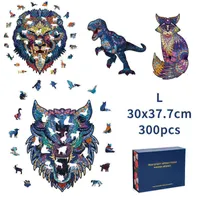 NXY Toys Unique Animal Wooden Puzzle Adult Kids Dinosaur Box Jigsaw s Children 3D Game Holiday s221217