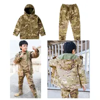 Outdoor Sports Camouflage Kid Child Jacket Pants Set Airsoft Gear Jungle Hunting Woodland Shooting Coat Combat Children Clothing NO05-224