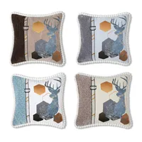 Cushion Decorative Pillow Thick Chenille Jacquard Cushion Cover 48*48 Patchwork Deer Covers For Sofa Chair Home Decorative Room Pillowcase A
