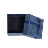 Bow Silk Ribbon Smycken Box Enkelhet Utsökt Ring Örhängen Stud Square Paper Case Valentines Day Present Hot Sale 0 42BC L2