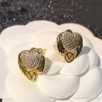 Luxus Designer Schmuck Frauen Ohrring Herz Ohrringe mit Buchstaben Kupfer Gold Überzogene Elegante Flügel Charm Ohrringe Modeschmuck Heißer Verkauf