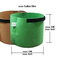 プレミアムシリーズ植物袋ガロンラウンドファブリック植物ポットポーチ根の容器の植木鉢ガーデンを扱う重量容量191 K2
