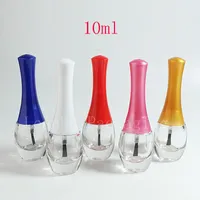 10 ml okrągły przezroczyste szklane butelki szklane paznokci z pędzlem 10CC pojemnik kolorowy górny olej eteryczny