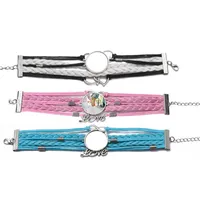 Fashion Heat Transfer Leather Rope Bracelet Creative Love Sublimation Blank Woven Bracelet DIY Gift