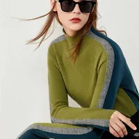AMII Minimalismo Suéteres de invierno para mujeres Moda CashMereWool para mujer Turtimeneck Sweater Causal Female Pullover Tops 12040855 220106