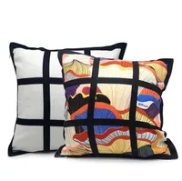 Blank Sublimation Pillow Case 40*40cm Black Grid Heat Transfer Throw Cushion Cover Home Sofa Pillowcases CCA12601 60pcs