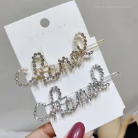 Frauen Perle Strass Buchstaben Haarspange Bling Brief Barrettes Mode Haarschmuck Für Geschenk Party Haarnadel