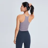 L-132 yoga kıyafetleri seksi y tipi çıplak hissediyorum spor fitness egzersiz sütü kadınlar yumuşak esnek spor salonu atletik mahsul brassiere