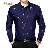 Мужские платья рубашки оптом- Covrlge 2021 весенние мужчины деловая рубашка мода бамбуковое волокно с длинным рукавом бренд мужской печати MCL0451