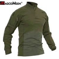 MagComsen Men Tactical T-рубашки с длинным рукавом Военная армия Футболка 1/4 Zip Combat Airsoft Paintball Футболка Hunt Военная одежда W220217