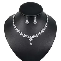 Luksusowe kryształy świecące biżuteria ślubne Zestawy 2021 Moda Naszyjnik Kolczyki Zestawy Kobiety Brides Akcesoria do Prom Party Prezent AL8609