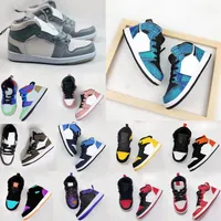 Nike air jordan 1 Kid Baksetball shoes Game Royal Scotts Obsidian Chicago Bred Sneakers Melody Mid Multi-Color Tie-Dye Kids Shoes