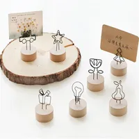 1PC New Creative Round Wooden Note Picture Frame Clip Table Number Wedding Photos Holder Photo Clips Memo Name Card Pendant Holder 20220222 Q2