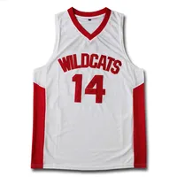 Tanie Custom 14 Zac Efron Troy Bolton East High School Wildcats White Red Retro Koszykówka Jersey XS-5XL NCAA