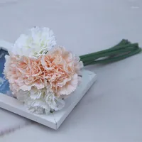 Dekorativa Blommor Kransar Konstgjorda Karnation Bouquet för mors dag Present Fake Bröllop Dekoration Hem Office Blossoms Decor1