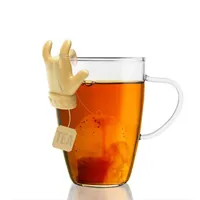 Sacchetto di tè Scaffale carino dito figura tazza in silicone tazza tazza cucchiaio porta tè busta clip caramelle colori buoni tè strumenti tè infusore 55 o2