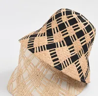 2022 Nova Raffia Weave Bucket Chapéu Para Mulheres Dobrável Anti-UV 50+ Sun bonés Designer Luxo Crochet Beach Chapéu Atacado