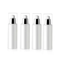 80ML white plastic airless bottle with silver pump transparent lid for serum /lotion/emulsion/foundation/Cosmetic Packaging