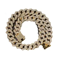 Designer high quality necklace set with diamond Cuban chain Men&#039;s Rose Gold coarse necklace bracelet fashion hip hop jewelry