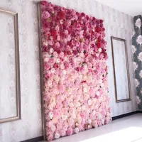 Yapay Çiçek Duvarı 62 * 42 cm Gül Ortanca Çiçek Arka Plan Düğün Çiçekleri Ev Partisi Düğün Dekorasyon Aksesuarları Y200104