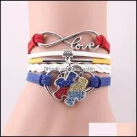 Charme bracelets bijoux en gros-infini amour espoir autisme Bracelet de sensibilisation strass casse-tête bracelets pour femmes hommes déposer livraison