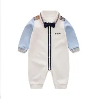 Rompers Yierying Baby Casual Romper Boy Gentleman Style onesie voor herfst baby jumpsuit 100% katoen LJ201023