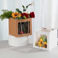 Geschenk Wrap White Pappkartel Kuchen Tasche mit Griff Plüsch Puppe / Topf Blumen Verpackung Hochzeitsdekoration Blume Maßgeschneidert