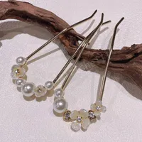 Pärla u-formad metall hår pinnar kvinnor smycken barrette klipp hårnålar pärla brud tiara bröllop frisyr designverktyg